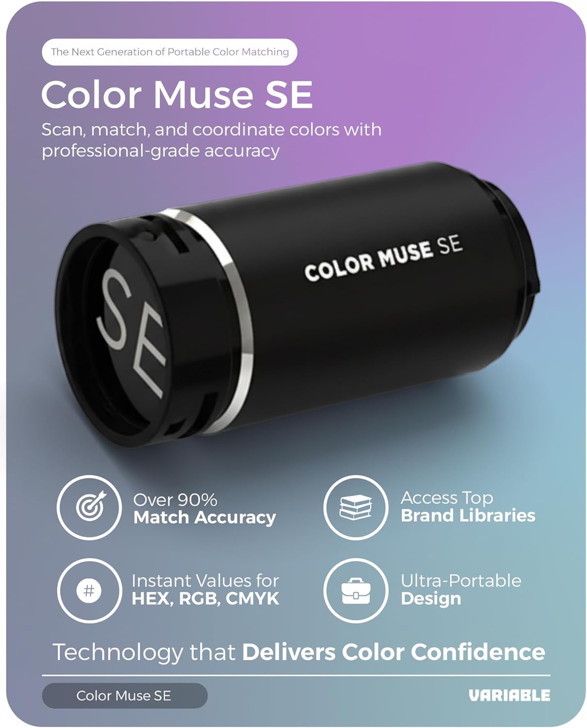 COLOR MUSE SE Colorimeter, Paint Color Matching Tool, Portable Digital Color Values, Reader, Sensor, Identify Closest Matching Paint and Scanner Device for Painters, Designers