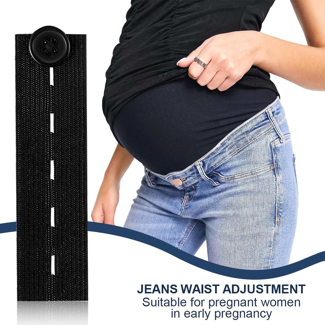 NJCXOLA 4 Pezzi Allarga Pantaloni Fibbia Regolabile, Estensori Cintura Premaman, Prolunga Gravidanza