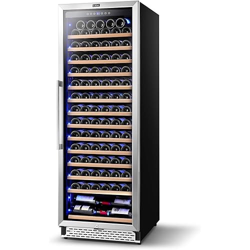 COLZER 24 Inch Wine Cooler Refrigerators,154 Bottle Fast Cooling Low Noise No Fog Wine Fridge with Professional Compressor Stainless Steel,Digital Temperature Control Built-in Freestanding