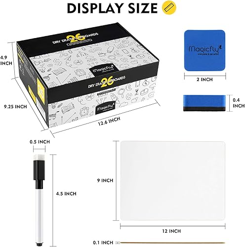 Miniatura 9 de Magicfly Pizarra blanca pequeña de doble cara para aula, 9 x 12 pulgadas, paquete a granel de 16 mini pizarras blancas para estudiantes, profesores,