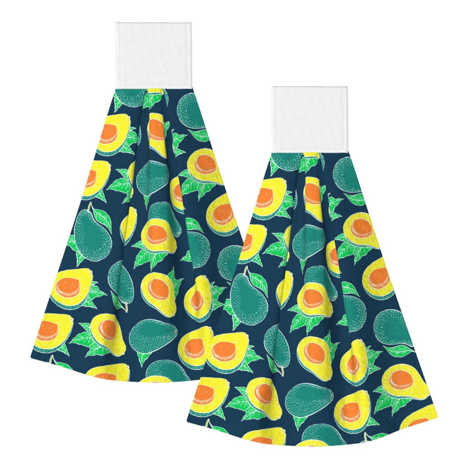 DOPKLNA Avocado, 2 Pcs Hanging Coral Fiber Hand Towels for Bathroom, Absorbent Kitchen Towels