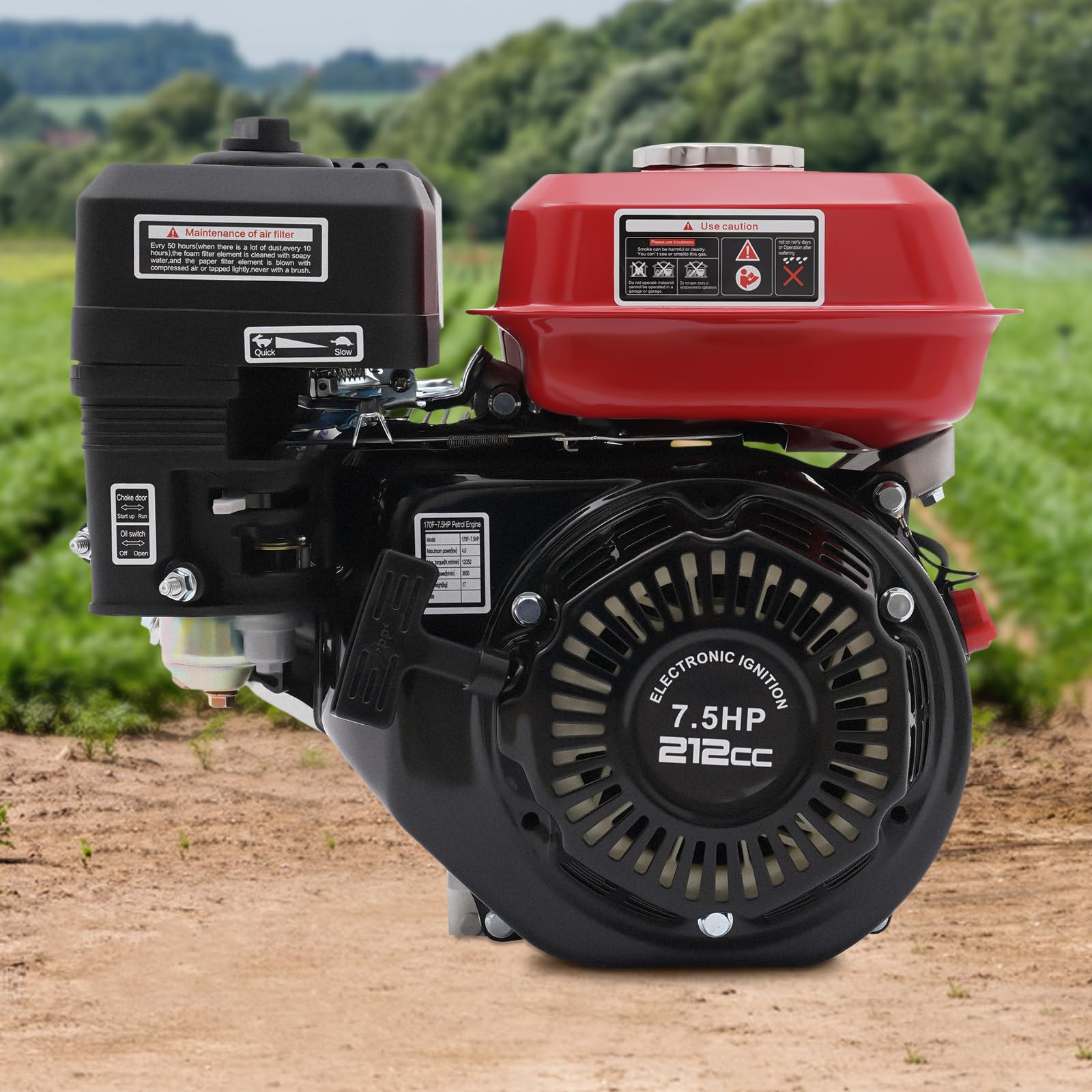 Motore a benzina da 7,5 CV, 4000 W, 4 tempi, Go Kart con motore, benzina, 212 ccm, per tosaerba, pompa dell'acqua, vibrazione, generatore, potente efficiente, durevole, raffreddato ad aria