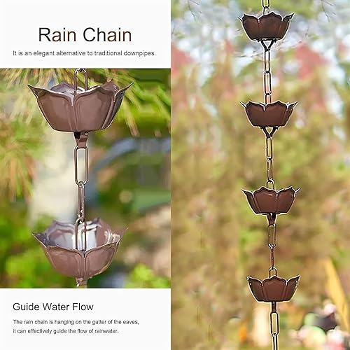 Vista 3 de CukUJH Rain Chain Aluminium, Outdoor Garden Decorative Chain for Roof Gutter Downpipe(Style 1,2.6m8.5ft)