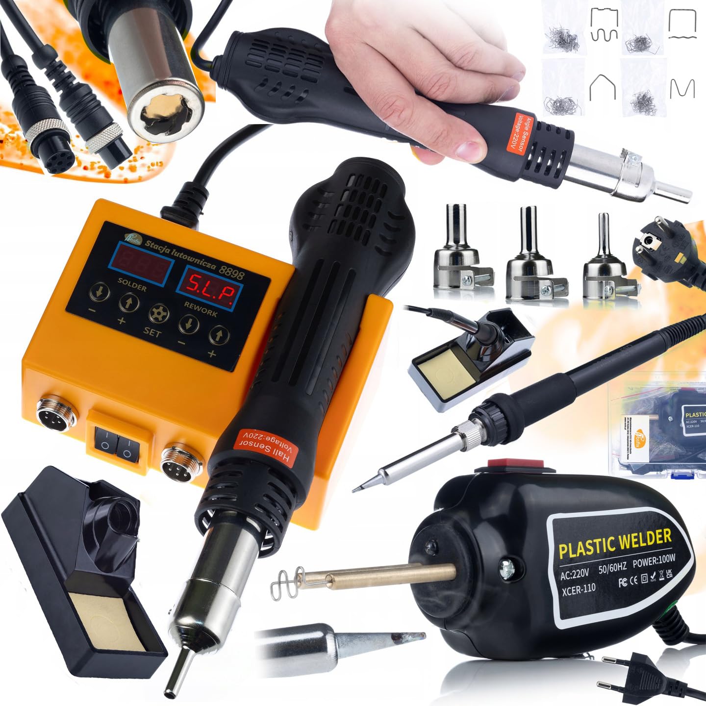 ROSFIX - Kit de soldadura de soldadura para soldar con autógena (660 W, incluye soldador grapadora)