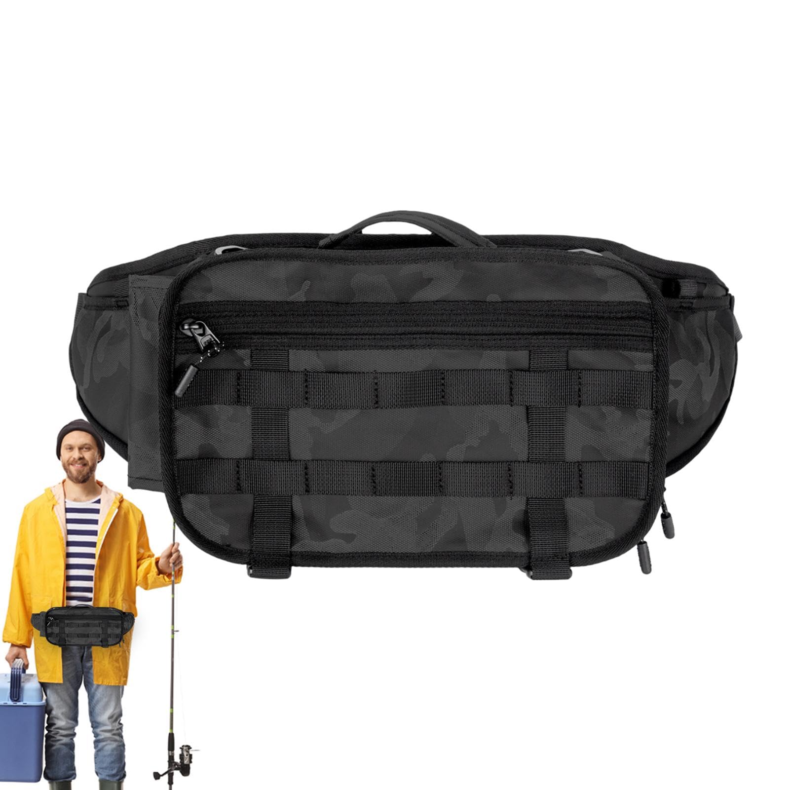 Riñonera de Pesca Organizador Con Múltiples Compartimentos Para Accesorios | Bolsa de Pesca para la Cintura Para Senderismo Ciclismo Escalada Paseo De Perros Carretes Señuelos