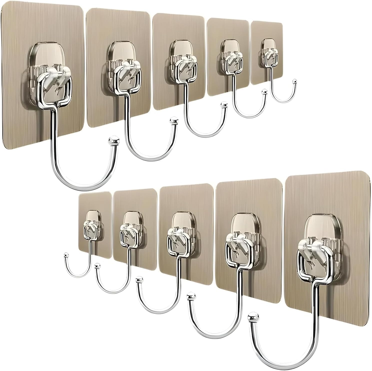 10 PCS Heavy Duty Self Adhesive Wall Hooks – Large Waterproof Wall Hooks for Hanging | Rustproof Stainless Steel Stickers for Kitchen, Bathroom, Home & Office