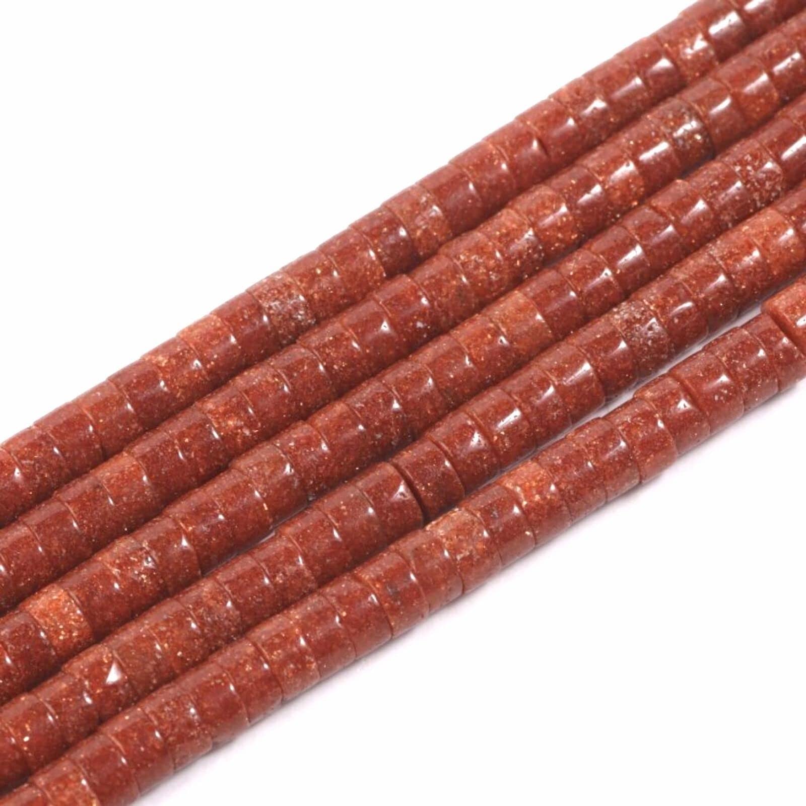 ACYUNLEI 1 Strand Natural Gemstone Heishi Beads, 4x2mm Loose Flat Round Undyed Cylinder Spacer Stone for Bracelet Earrings Jewelry Making, Golden Sand