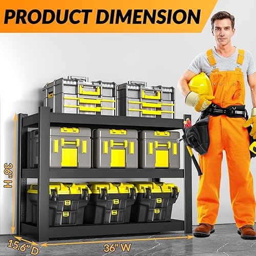 Miniatura 3 de Estantería de metal de 3 niveles, estante de almacenamiento ajustable, estante de almacenamiento resistente para almacén, despensa, armario, cocina,