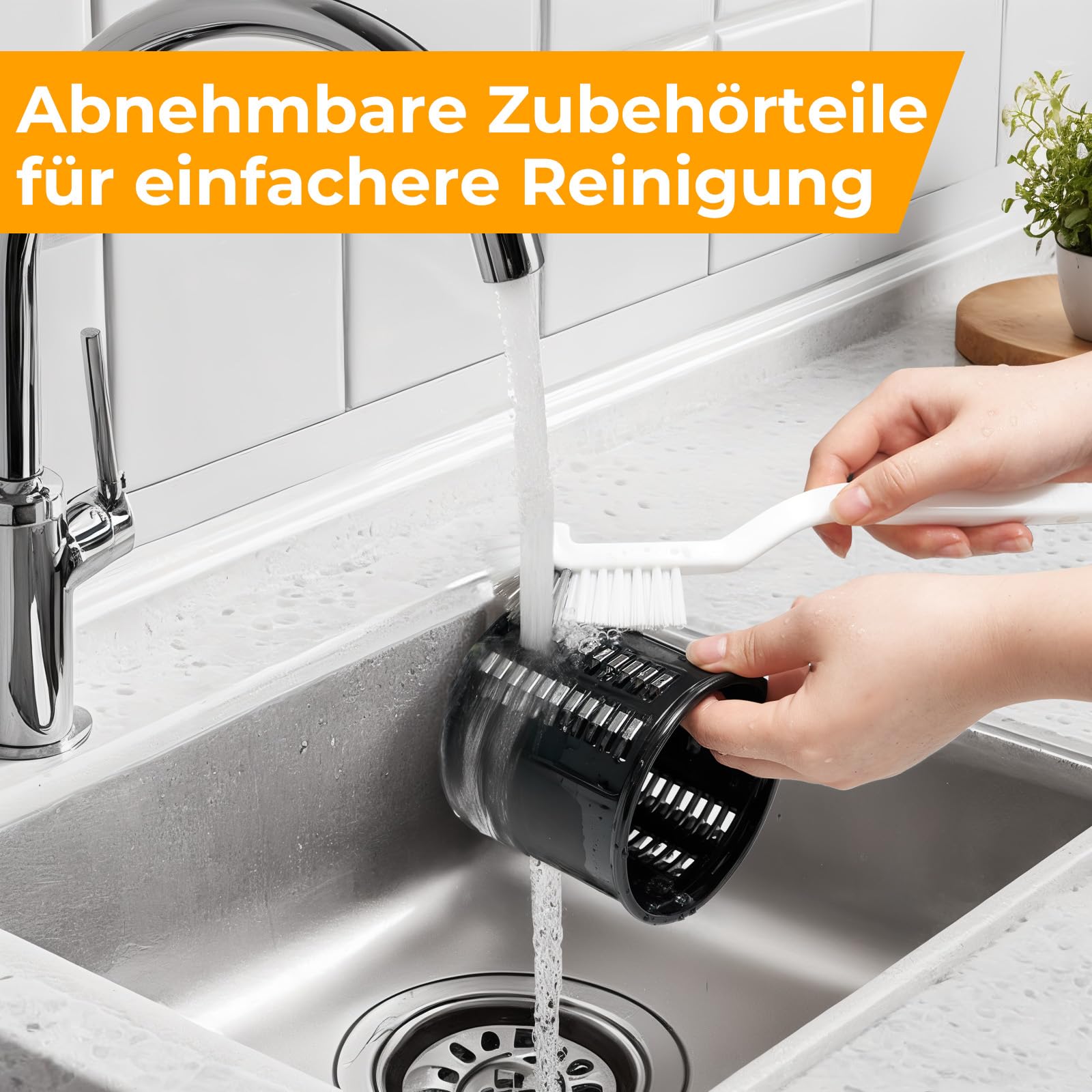 FITNATE Gemüseschneider Elektrisch, Elektrische Käsereibe, Käsereibe, Reibe für Gemüse mit 5 Einsätzen, Küchenmaschine, Silber, Reibe für Obst und Gemüse, Käse, 250 W mit Eu stecker | große Einfüllöffnung, rutschfeste Saugfüße
