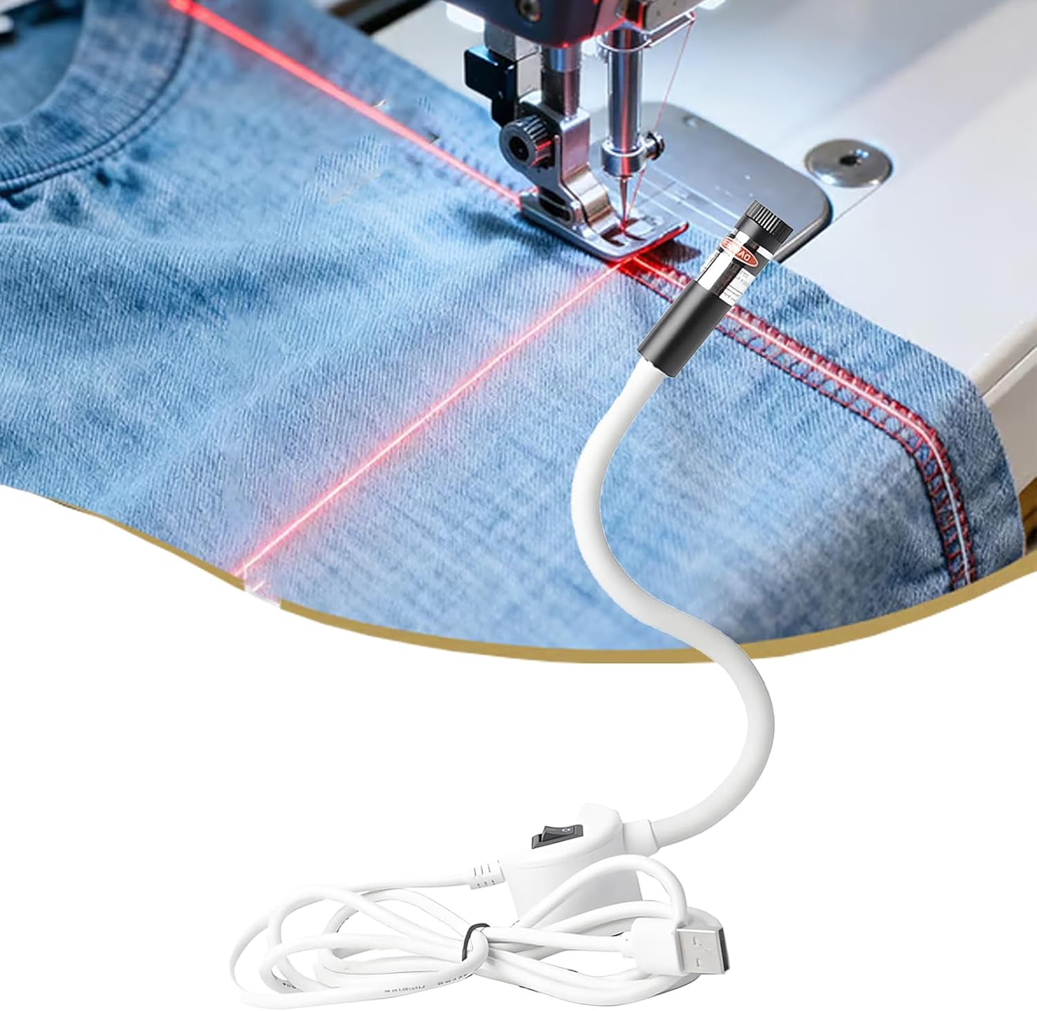 Magnetic Positioning Quilting Light for Sewing Machine, Sewing Machine Quilting Light with Adjustable Dot/Straight Line/Crosshair Projection, Hands-Free Precision Sewing (Crosshair)