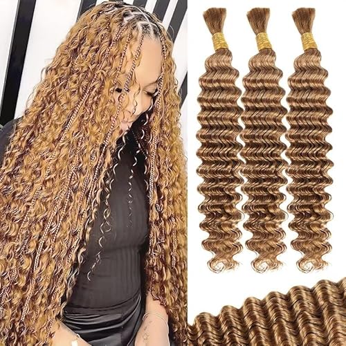 12A #27 Honey Blonde Human Braiding Hair for Boho Braids