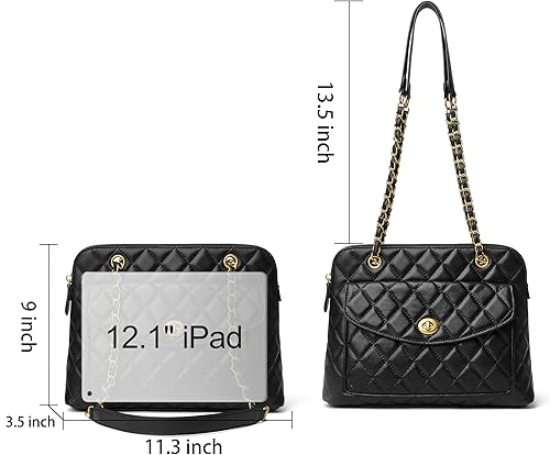 Miniatura 3 de DORIS&JACKY Bolso de hombro acolchado de cuero para mujer, bolso de mano con correa de cadena larga de diseñador y bolsos de piel de cordero suave