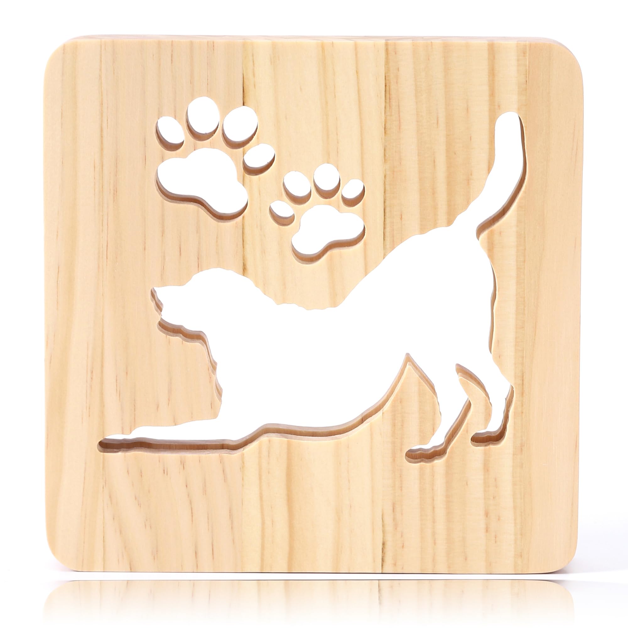 Carved Wood Night Lights 3D Dog Breeds USB Night Light Desk Lamp Cute Kids Wooden LED Light for Home Bedroom Decor and Gifts (Labrador)
