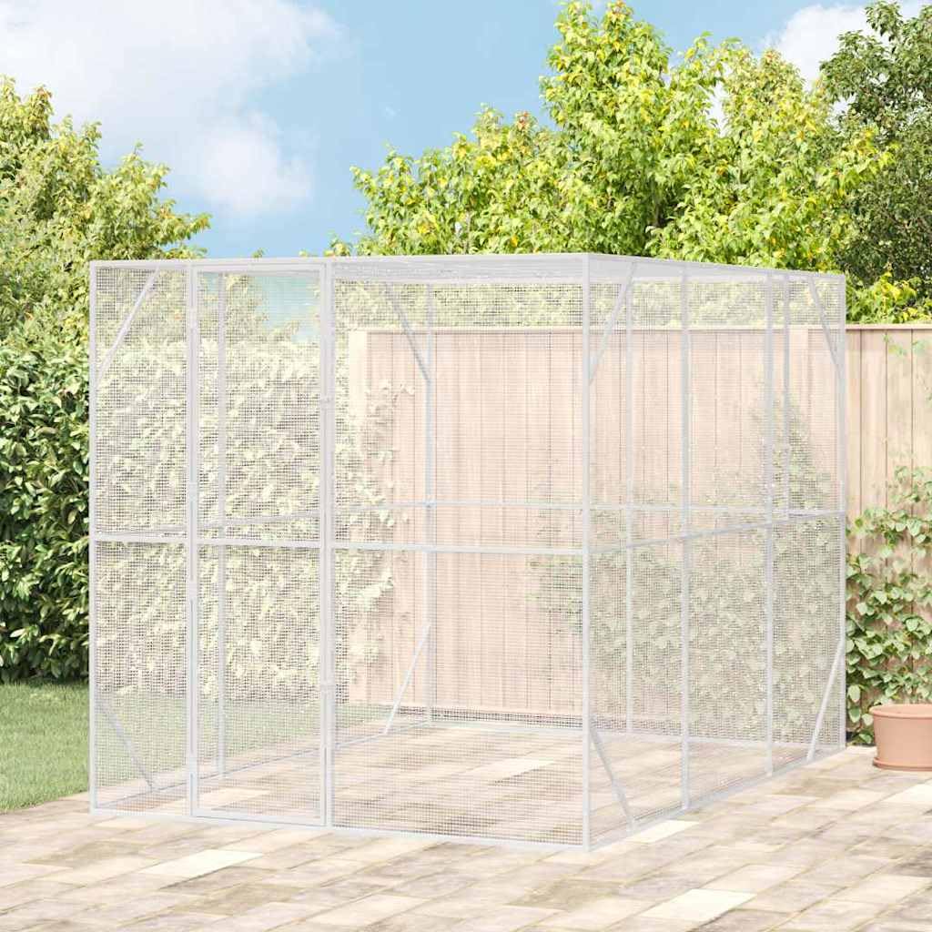 INLIFE Vogelkäfig Anthrazit 210 x 304 x 213 cm Verzinkter Stahl,Tier- & Haustierbedarf,Haustierbedarf,Vogelbedarf,Vogelkäfige & -ständer,Anthrazit,53.7 KG,3325161