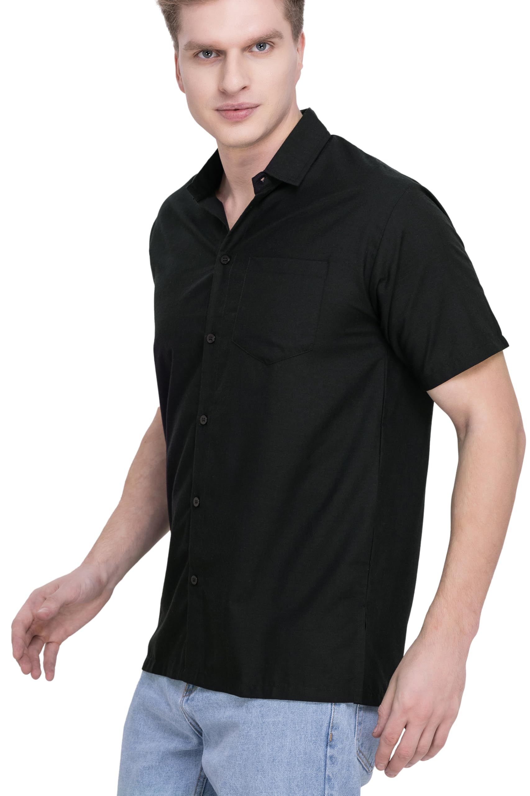 LA LEELA Mens Short Sleeve Button Down Casual Shirts Beach Summer Solid Work Shirt Vacation Camp Collared Shirts for Men