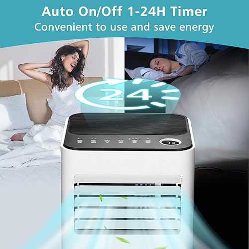 Miniatura 5 de GOFLAME Aire acondicionado portátil de 10000BTU, unidad de refrigeración de CA con ventilador y deshumidificador, temporizador de 24 horas, pantalla