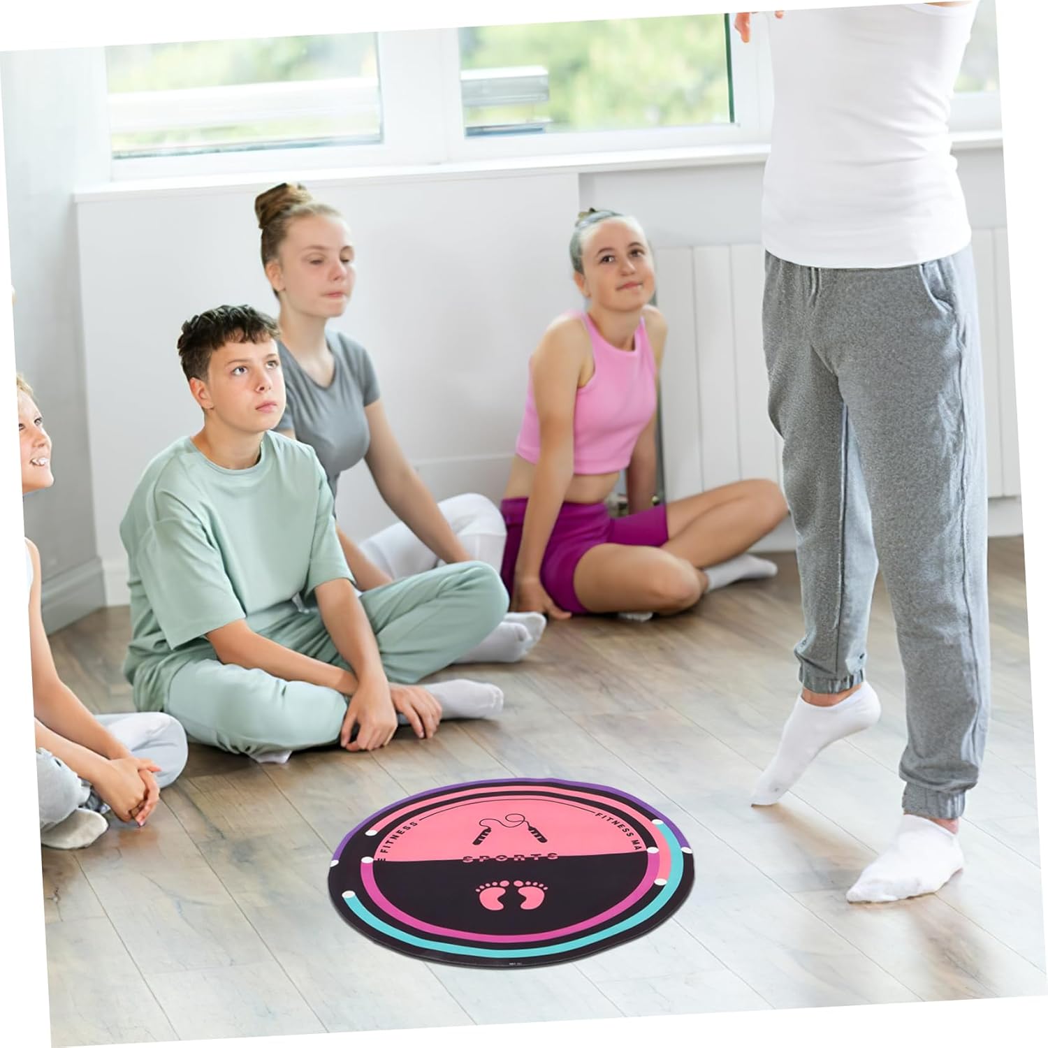 HEMOTON Nonslip Round Jumping Mat for Indoor Workouts Soundproof Yoga Exercise Pad Home Gym Mat for Jump Rope and Fitness Xbdz