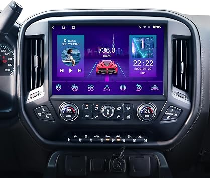 13.1" 8Core 8+128G Car Radio for Chevy Silverado GMC Sierra 2014-2018,5Ghz WiFi Android 13 2K Screen Radio Wireless CarPlay Android Auto BT DSP 48EQ Backup Camera Mic,Black