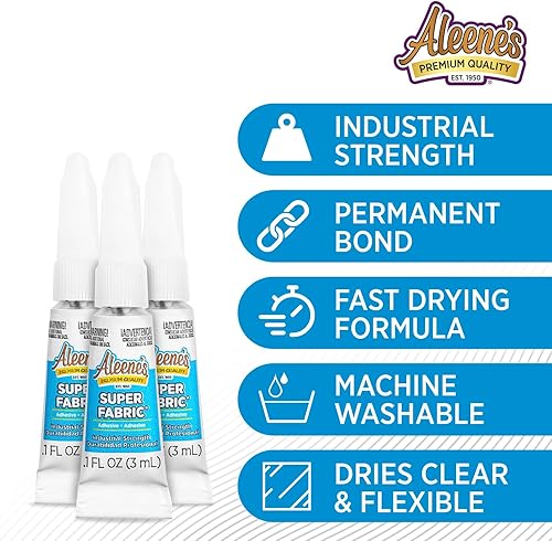 Miniatura 5 de Aleene's Pegamento para tela Super Fabric Adhesive, Super Strong, Ultra Flexible, Permanente, UV e Impermeable, 0.1 fl oz 3 unidades