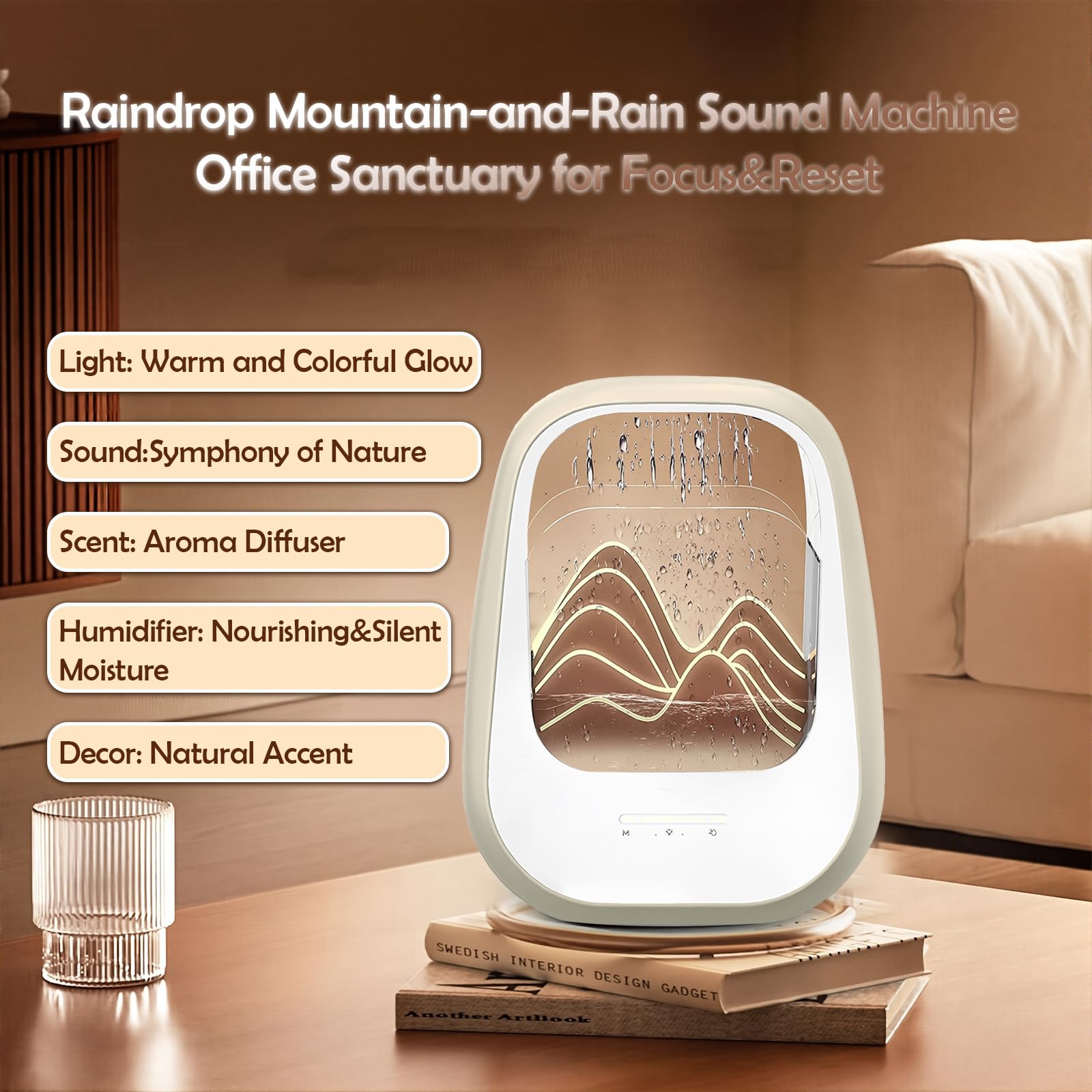 Máquina de ruido blanco de gotas de lluvia con humidificador y