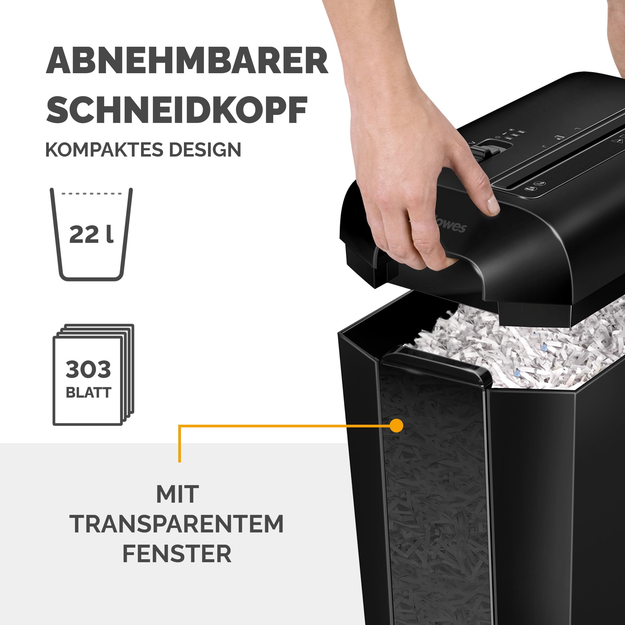 Fellowes Aktenvernichter LX65 Premium Bundle mit Öl, Papierschredder, 12-Blatt-Partikelschnitt, Aktenvernichter P4, Schredder für Büro und Homeoffice, 19L Papierkorb, verarbeitet Kreditkarten, Schwarz