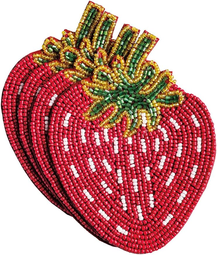 Mud Pie Yellow Lemon Beaded Fruit Coaster