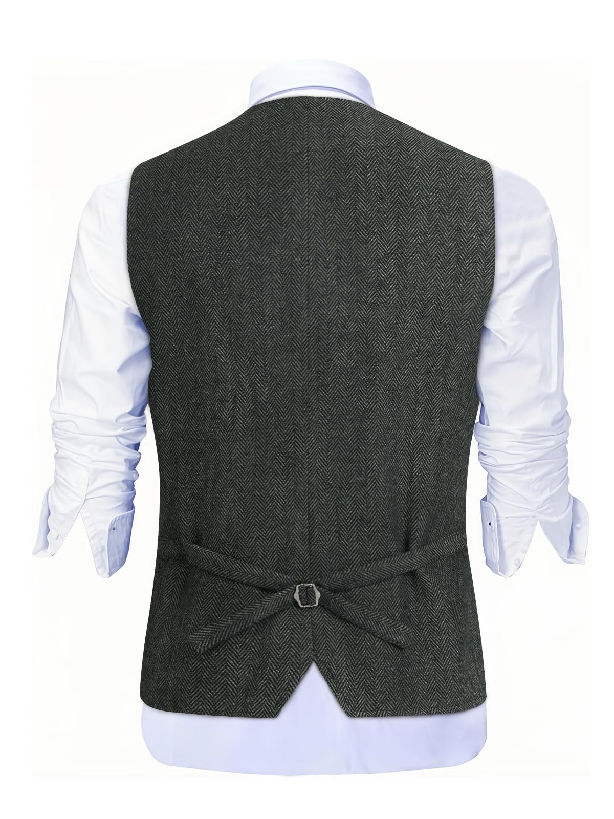 HISDERN Chaleco Traje Hombre Vintage Casual Chaleco Tweed de Lana Hombre para Boda Negocios con Bolsillos