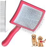 Pince à slicker pour chiens pour les goldodoodles, les pâtes & Chiens à cheveux longs - Brosse à pâte longue & Le kit de peigne pour animaux de compagnie élimine les Tangles & Nœuds, Outils de grooming professionnels avec poignée en bois, Vert