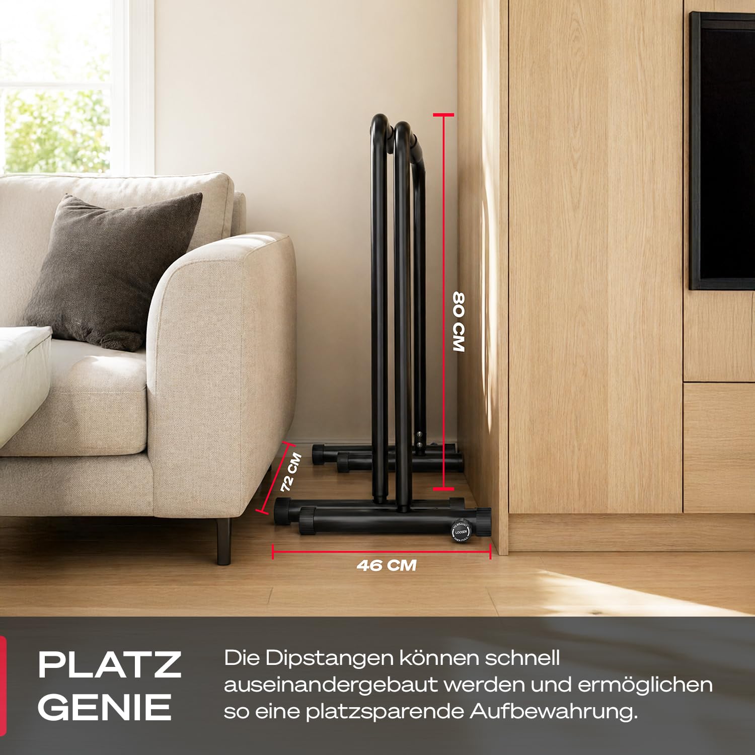 Sportstech, Dip Station Barren höhenverstellbar + App-Coaching PT500 | Dip Stange, Parallettes & Calisthenics: Dips, L-Sitz, Beinheben, Rudern & Handstand, Ganzkörpertraining für Zuhause