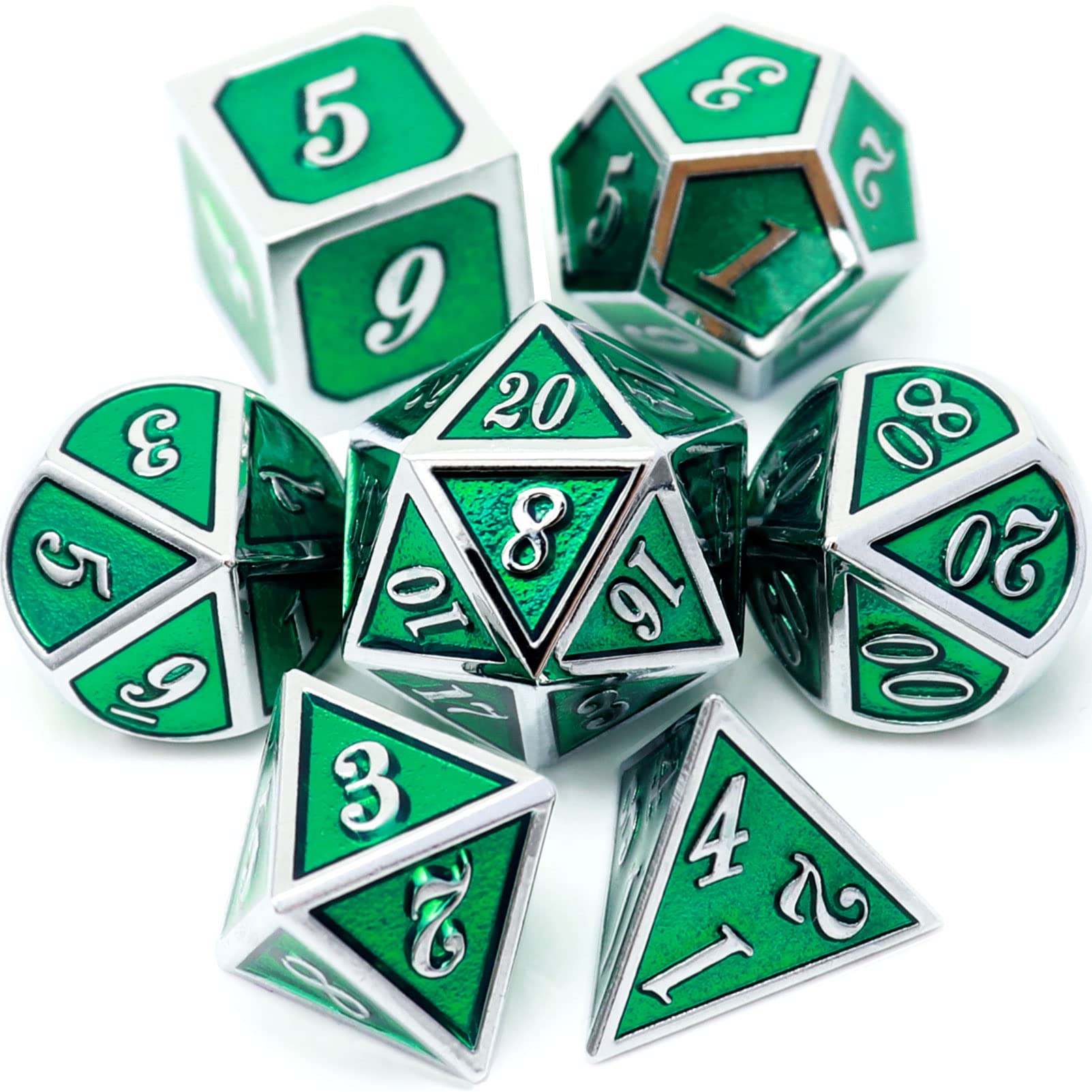 Haxtec Mini-DND-Würfel-Set aus Metall mit kupferhohlem D20-H