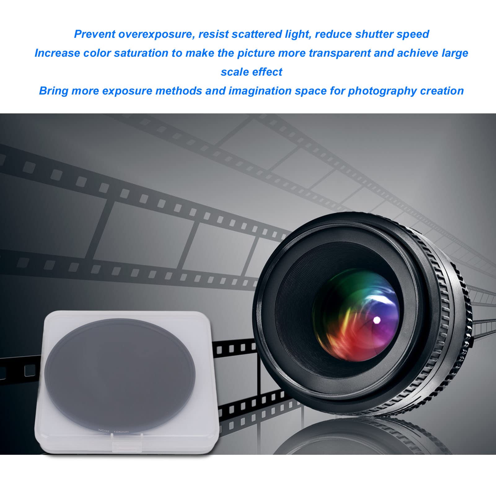 Akozon Filtri per Obiettivi ND da 105 Mm Filtri per Obiettivi a Densità Neutra Filtro ND Multistrato con Obiettivo in Vetro Ottico per Fotocamere Digitali(ND32)