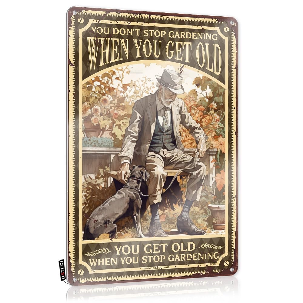 Mwfkkaddb Colour Funny Kitchen Tin Signs You Don't Stop Gardening When You're Old Tin Sign Fairycore Room Decorboho Wall Artkitchen Stuffmens Decor Tin Metal Bar Signs Bar Sign Metal(20X30cm)