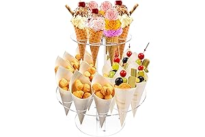 Acrylic Ice Cream Cone Holder Stand with 24 Holes Waffle Cone Displaying Stand For Party