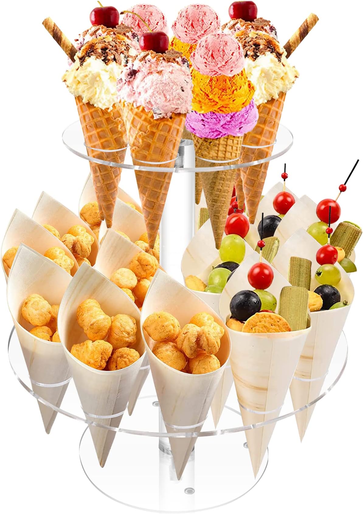 16 Cone Ice Cream Cone Holder, Clear Acrylic Cone Display Stand…