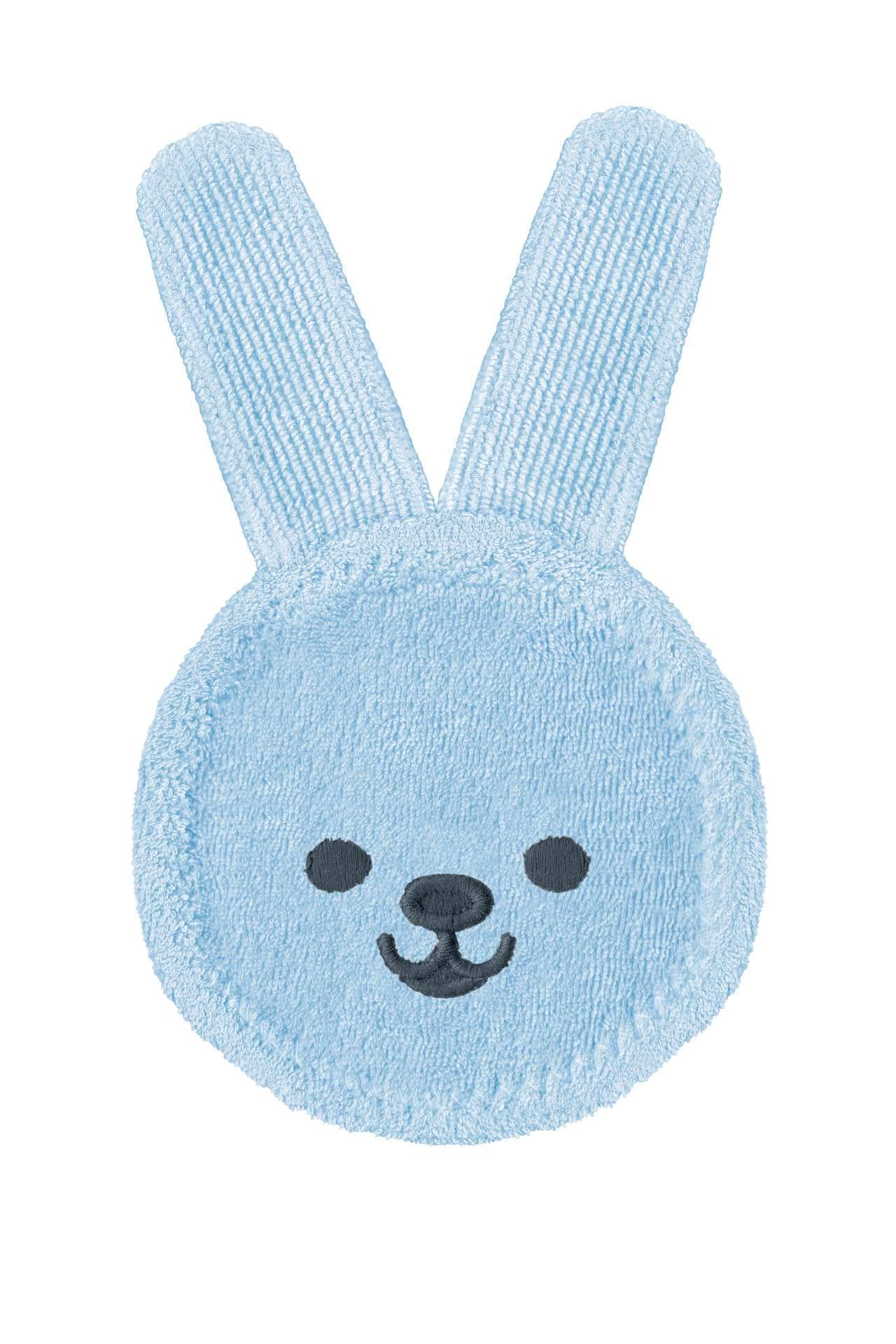 MAM Oral Care Rabbit dla niemowląt, pierwsza higiena jamy ustnej, delikatna pielęgnacja zębów z miękkiego materiału z mikrofibry, dzieci przyzwyczajają się do codziennego mycia jamy ustnej, od 0+ miesięcy, kolor niebieski