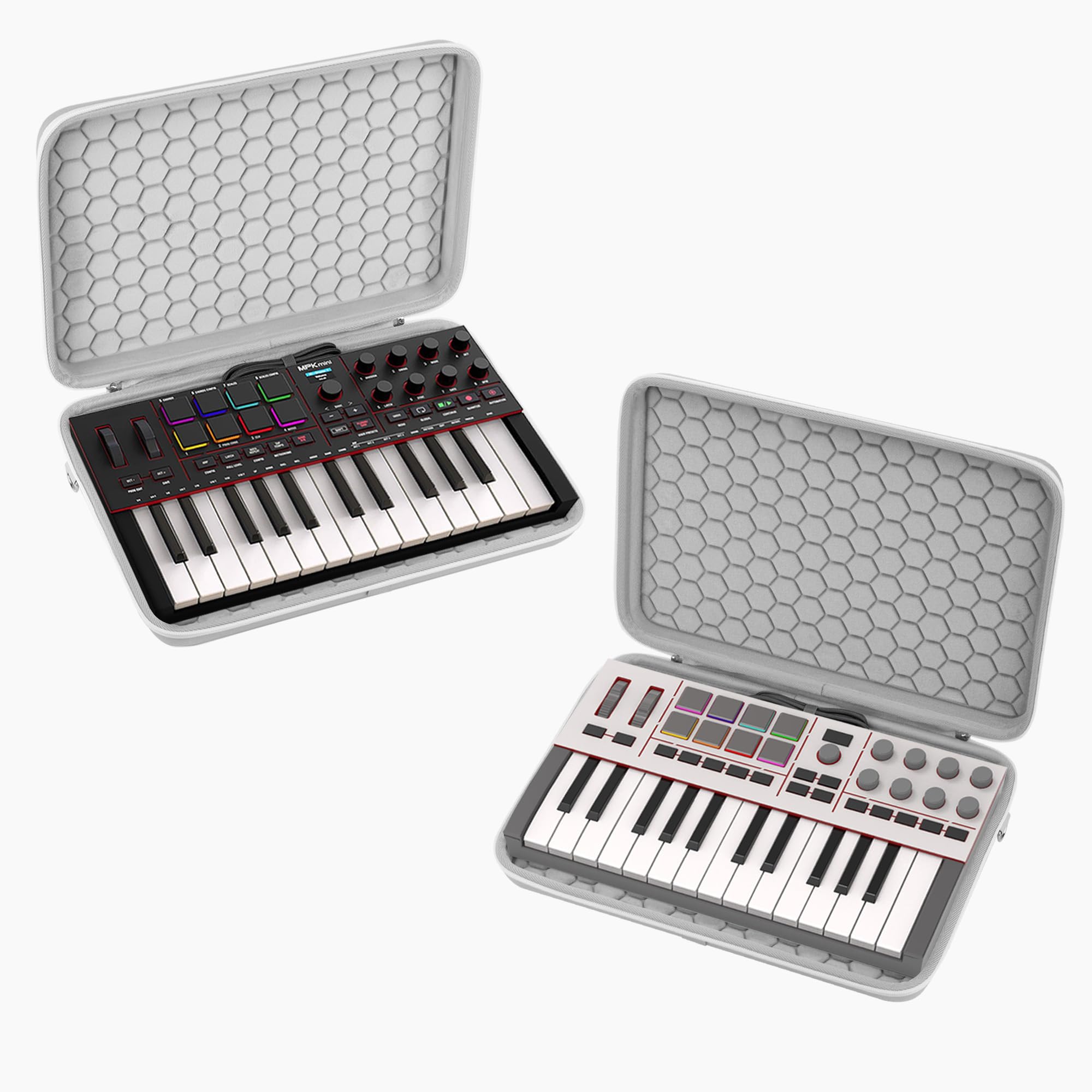 Etui do interfejsu audio Geekria, kompatybilne z Akai Professional MPK Mini IV, przenośna torba podróżna z twardą skorupą EVA (jasnoszara)