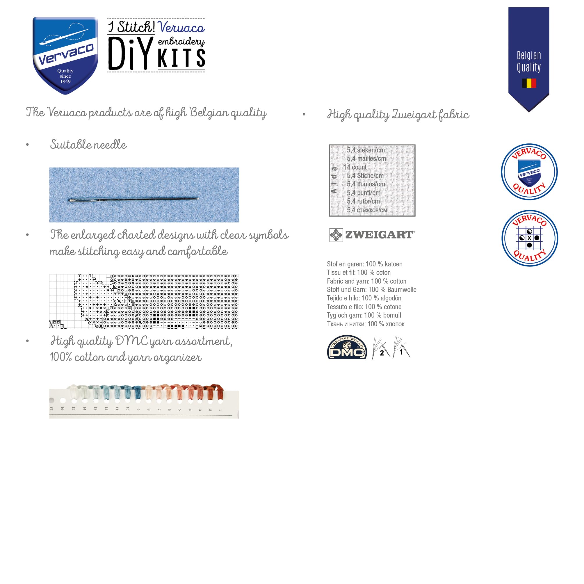 VERVACO Haft Krzyżykowy Liczony Zestaw Obraz do Haftu KOCIĘTA I KSIĄŻKI Zrób to Sam Zestaw Kreatywny dla Dorosłych 52 x 19 cm Dekoracja Ścienna DIY Cross Stitch Kit