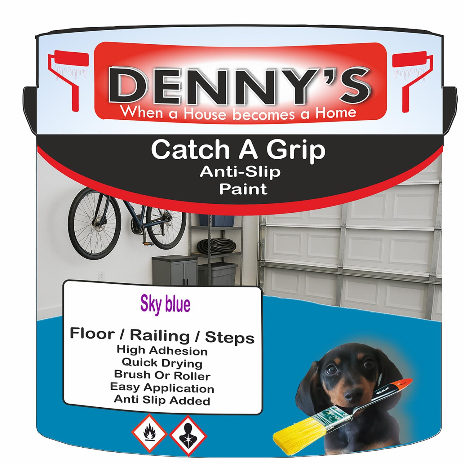 SCOOBYS PAINTS BACK IN THE MIX Catch A Grip Anti Slip Floor Paint – Non Slip Coating for Steps, Railings & Garages – 170 Colours, High Adhesion, Quick Dry, Multiple Sizes (Sky blue, 2.5 Litre Tin)