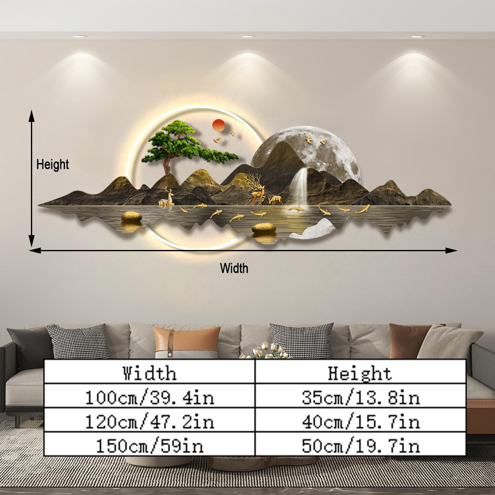 3D LED Wandkunst Moderne Wohndeko - Beleuchtetes Design für Wohnzimmer Schlafzimmer