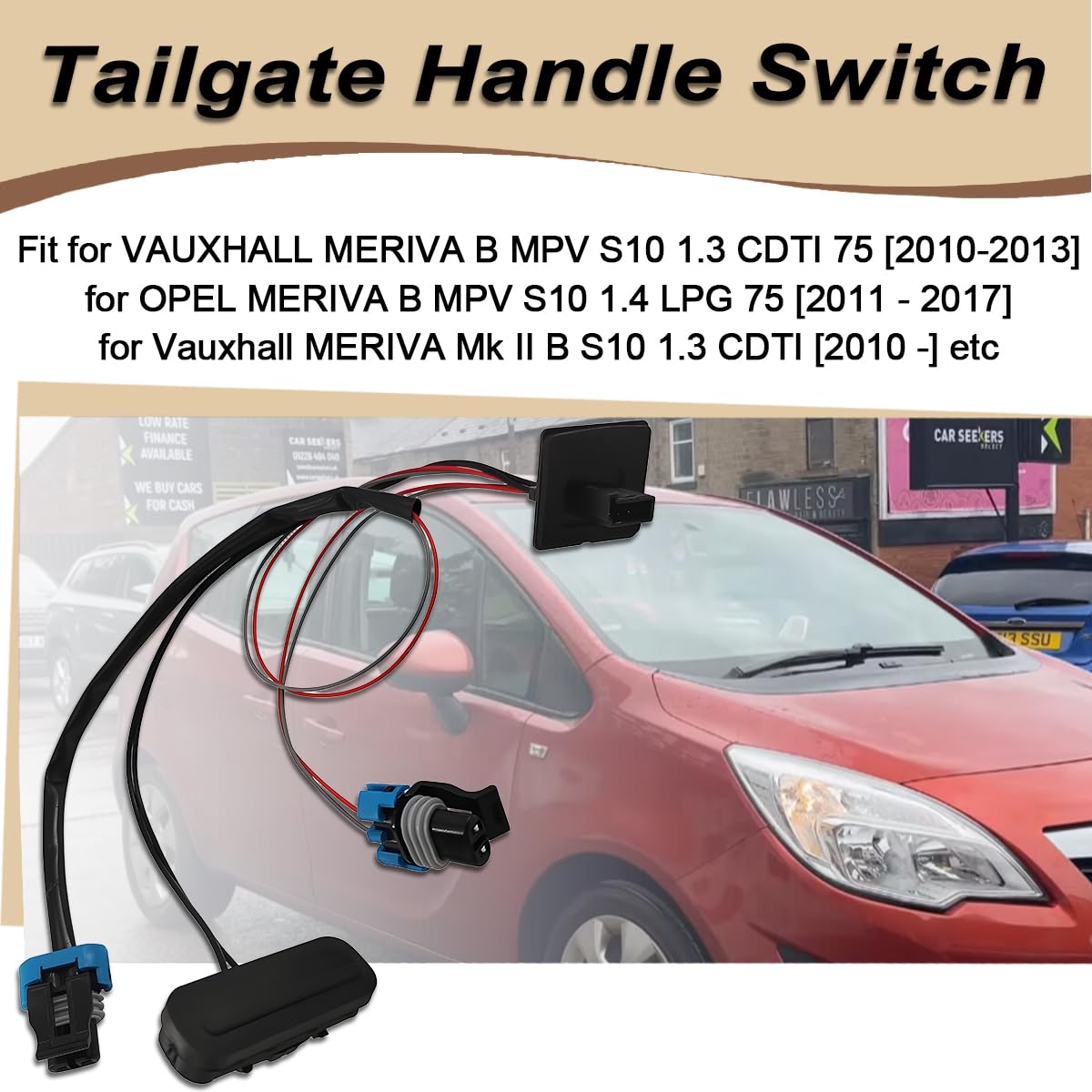 ZAMDOE 13422271 Interruttore portellone posteriore per Vauxhall MPV S10 1.3 1.6 1.7 CDTI 1.6 CDTI 75 [2010-2017] per Opel Meriva B S10 Mk II B 1.3 1.6 1.7 CDTI 1.4 GPL [2010-] Interruttore di rilascio