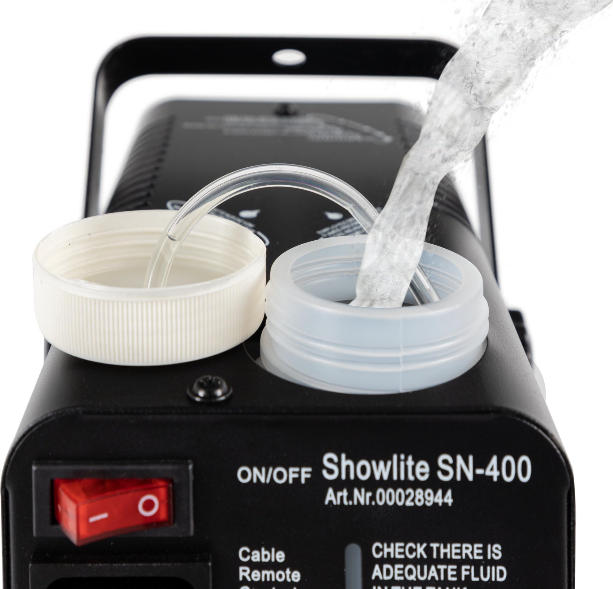 Showlite SN-400 Machine à fumée avec télécommande (seulement 3 minutes de préchauffage) - Effet de brouillard adapté aux discothèques - Compact et peu encombrant avec une puissance de 400 watts