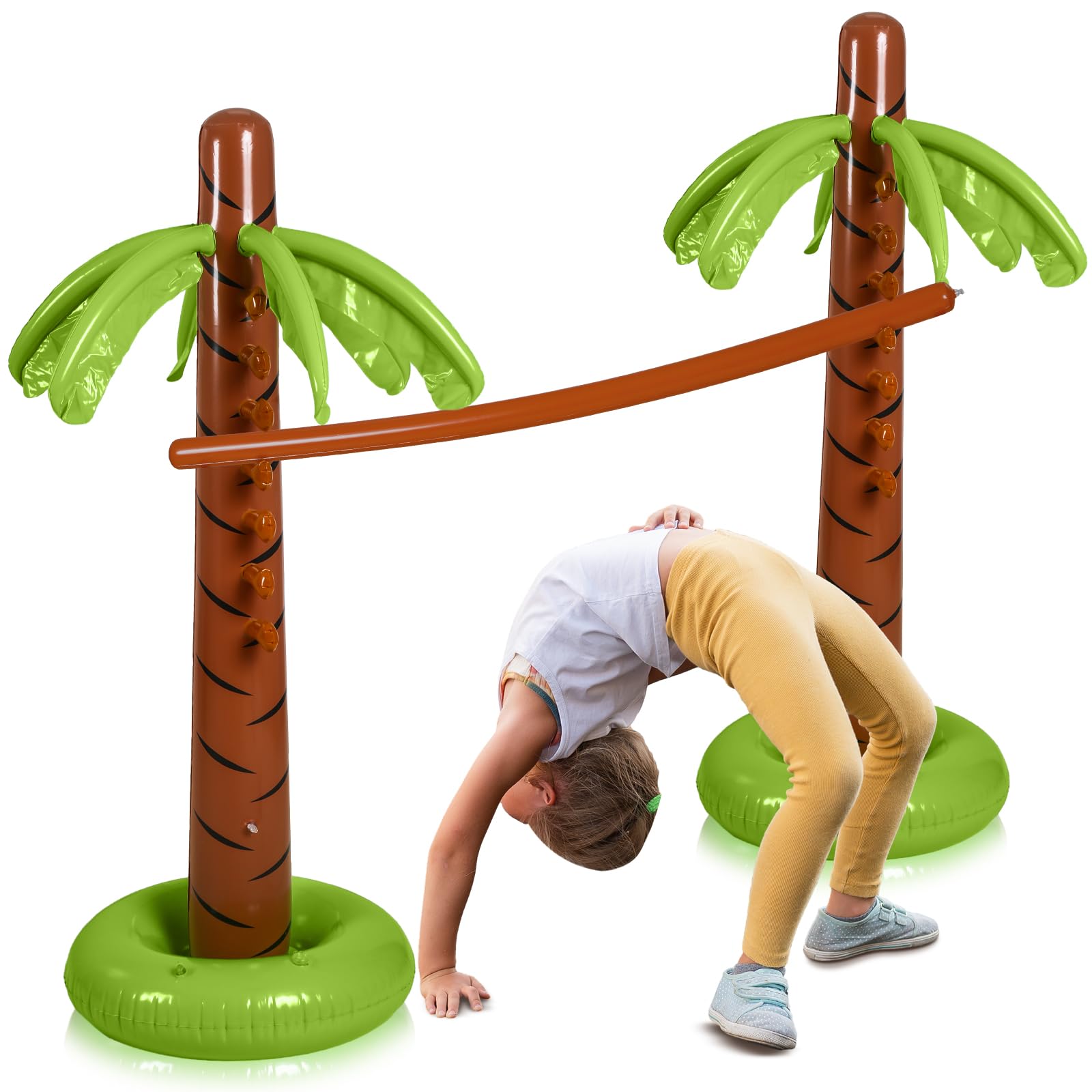 Inflatable Limbo Game for Kids Palm Tree Luau Games with Tropical Limbo Stick and Limbo Pole for Kids Adults Indoor Outdoor Birthday Beach Pool Party Decorations Activities