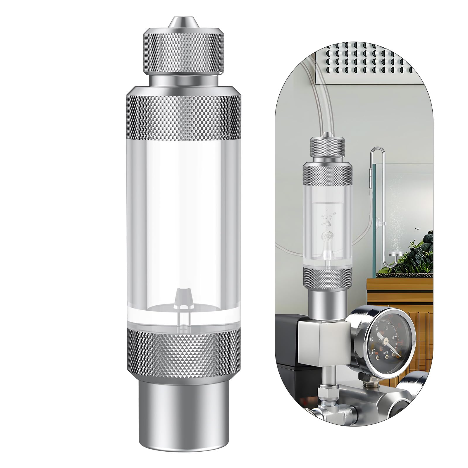 Pawfly Aquarium CO2 Bubble Counter with Built-in Check Valve, Single-Headed Carbon Dioxide Bubble Counter for CO2 Generator Regulator, Non-Return CO2 Bubble Meter for Planted Tanks