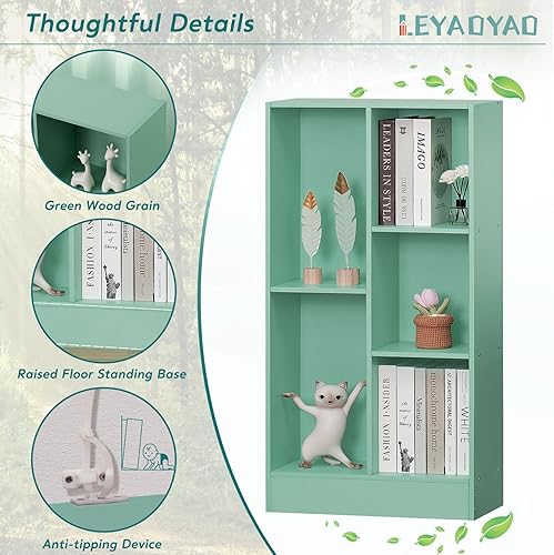 Miniatura 207 de LEYAOYAO Estantería de 10 cubos, estantería ancha moderna de 3 niveles con patas, estantería de madera de mediados de siglo, estuche grande rosa,