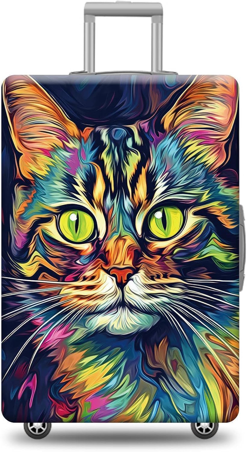Personalized Luggage Cover Cute American Shorthair Cat Suitcase Protector Washable Elastic Baggage Cover For Pet Lovers Fits 18"-32" Luggage Style 3