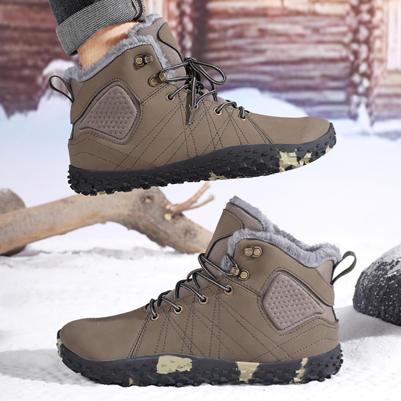 Męskie buty zimowe, buty trekkingowe z futrzaną podszewką, zimowe buty na co dzień i do aktywności na świeżym powietrzu