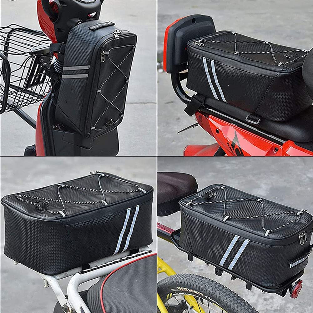 Portapacchi per Bicicletta Riflettente, Borsa Posteriore Bici, Borsa Bici Posteriore Cremagliera, con Strisce Riflettenti e Cerniera Impermeabile, per Gli Articoli per Trasporto di Biciclette, 8L