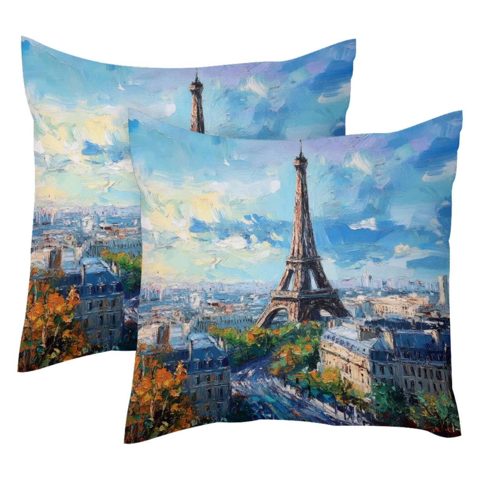 Fundas de cojín de terciopelo de la Torre Eiffel con acabado texturizado premium en 50x50 cm
