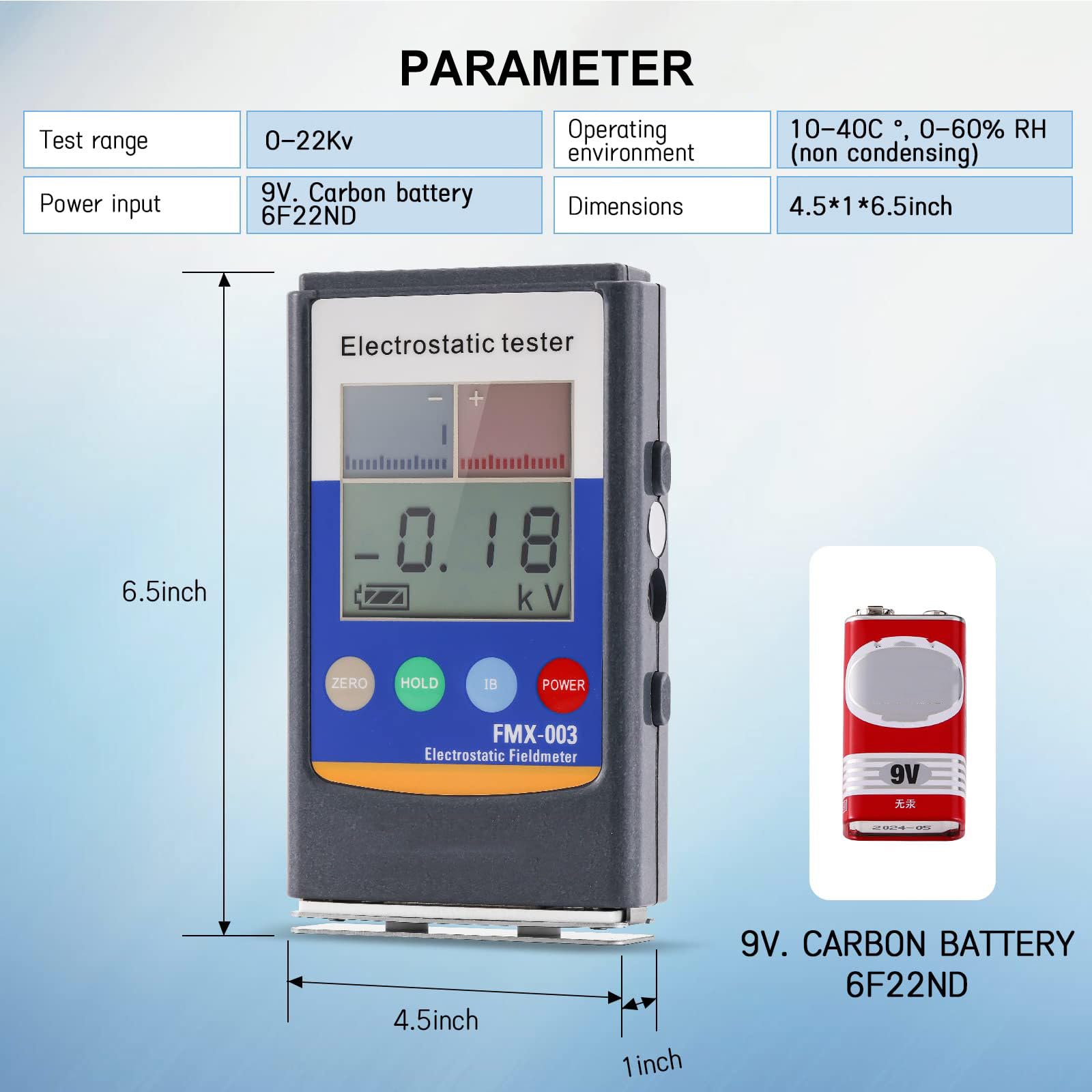 Tragbares Statisches MessgeräT, Statisches MessgeräT 0-22 Kv, Mit Lcd-Bildschirm, Nicht Gewebtes Elektrostatisches FeldmessgeräT, FüR Fasern, Garne, Stoffe, Karton, Papier, Gummi