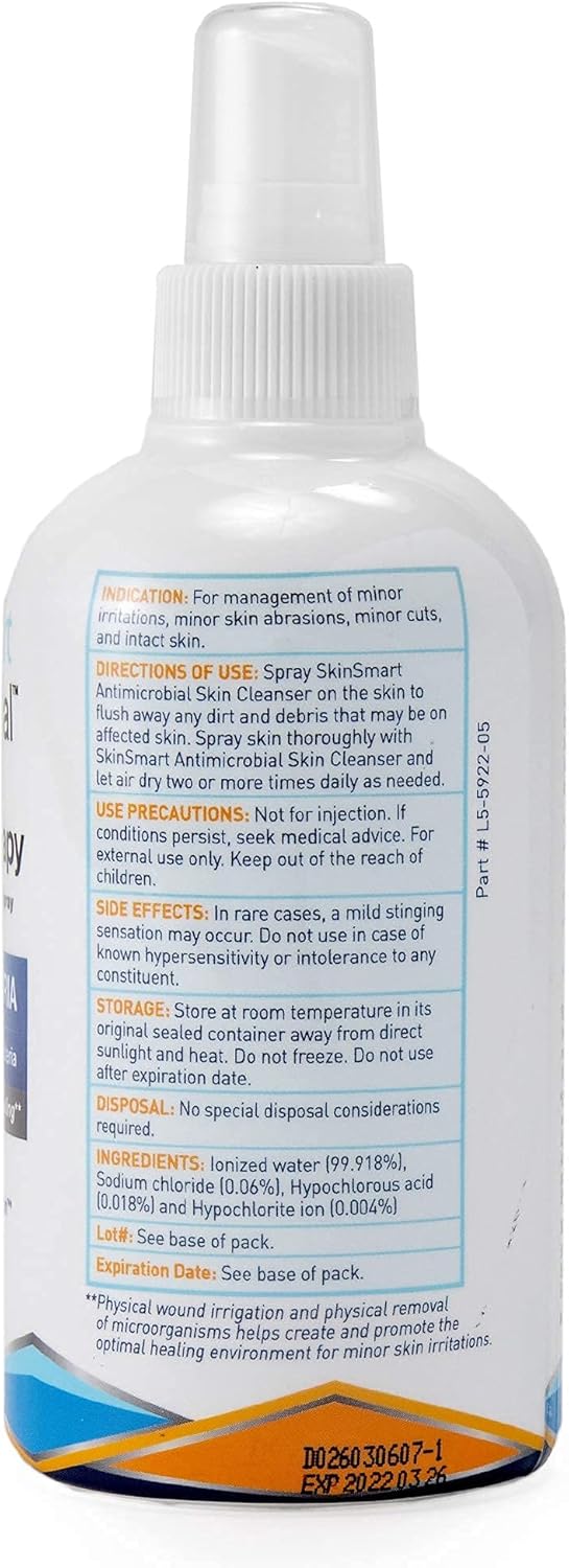 SkinSmart Antimicrobial Eczema Therapy with Hypochlorous Acid, Removes Bacteria so Skin Can Heal, for Adults, Kids and Seniors, 8 Ounce Clear Spray : Health & Household